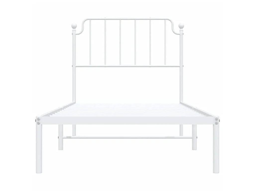 Cadre de lit métal sans matelas avec tête de lit blanc 90x200cm