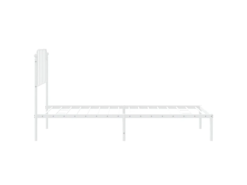 Cadre de lit métal sans matelas avec tête de lit blanc 90x200cm