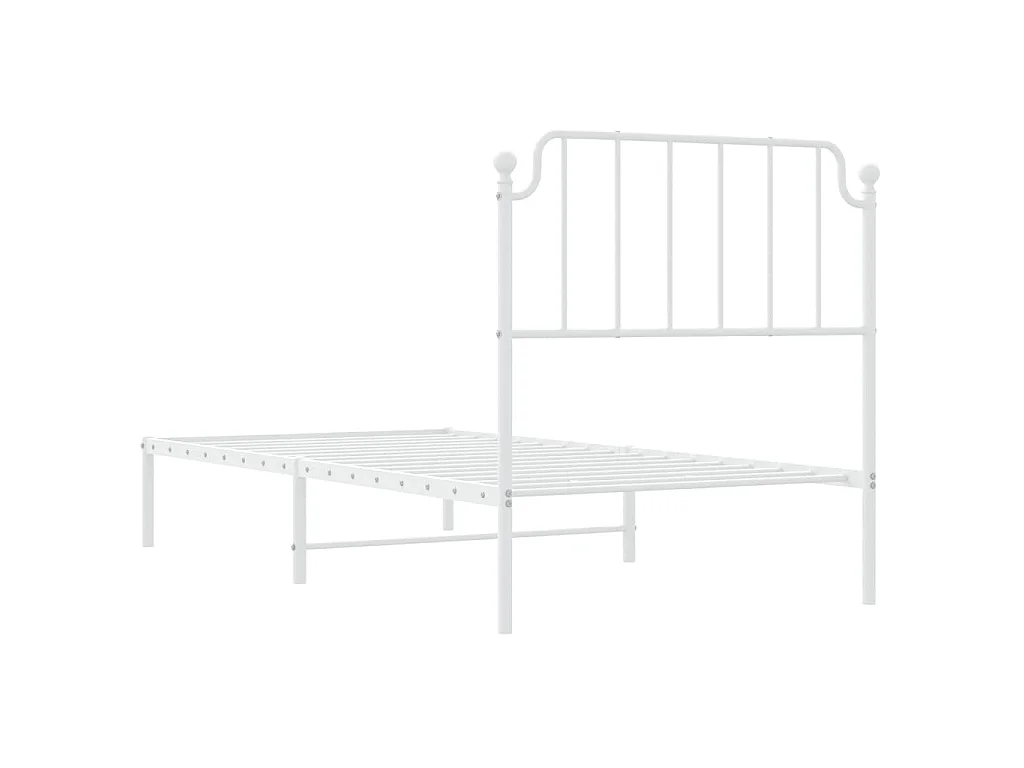 Cadre de lit métal sans matelas avec tête de lit blanc 90x200cm