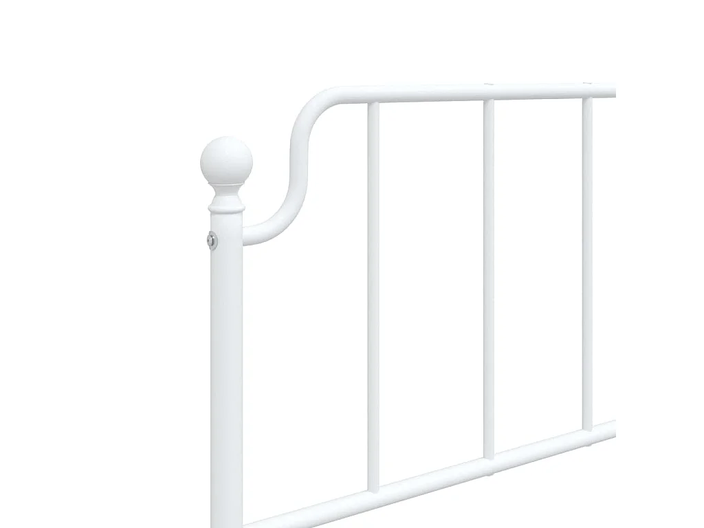Cadre de lit métal sans matelas avec tête de lit blanc 90x200cm
