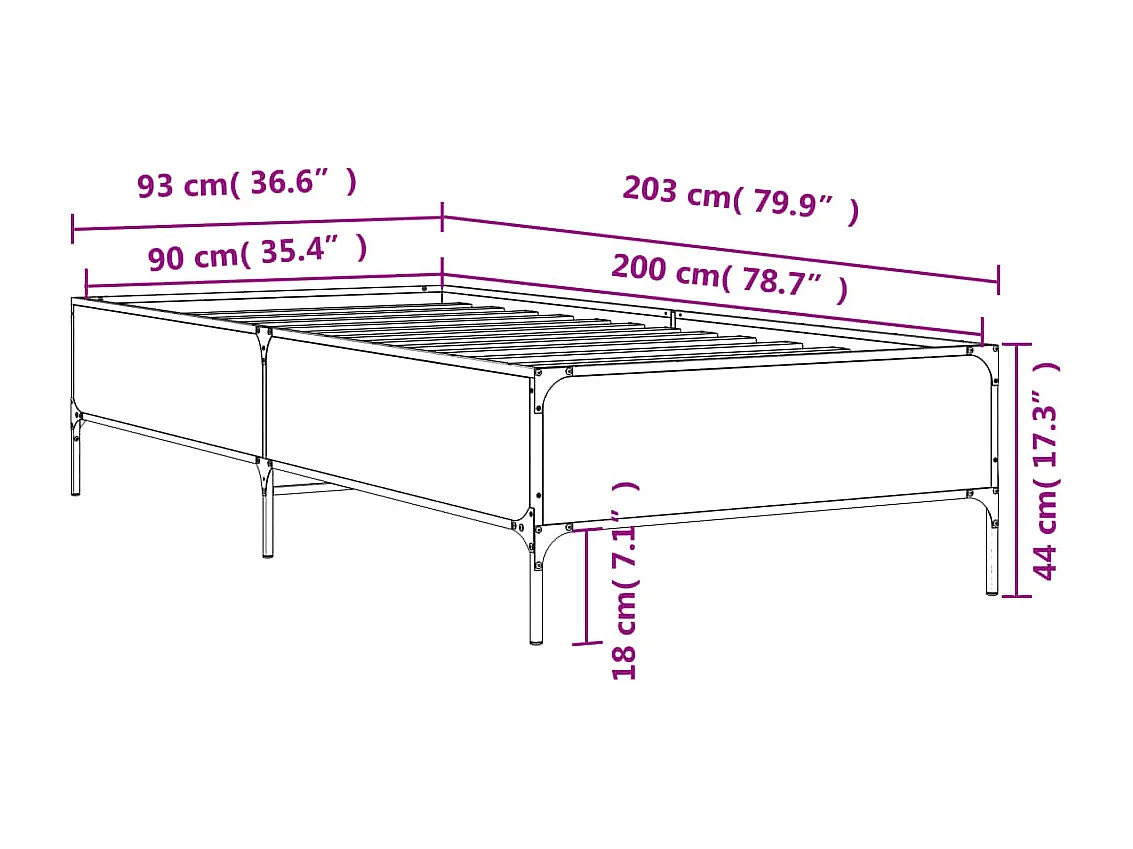 Cadre de lit sans matelas chêne marron 90x200 cm