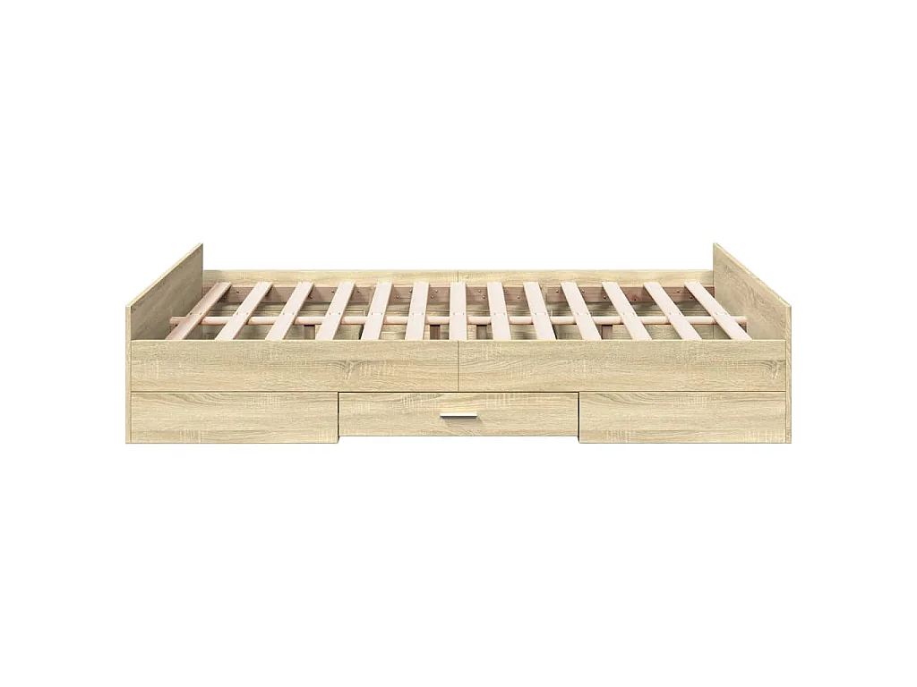 Cadre de lit avec tiroirs sans matelas chêne sonoma 140x190 cm
