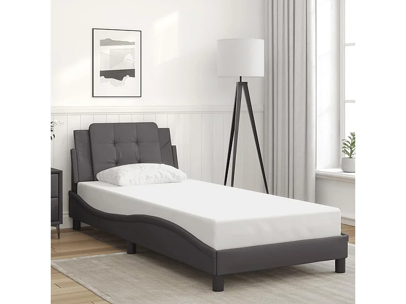 Cadre de lit sans matelas Zadar gris 90x190 cm similicuir