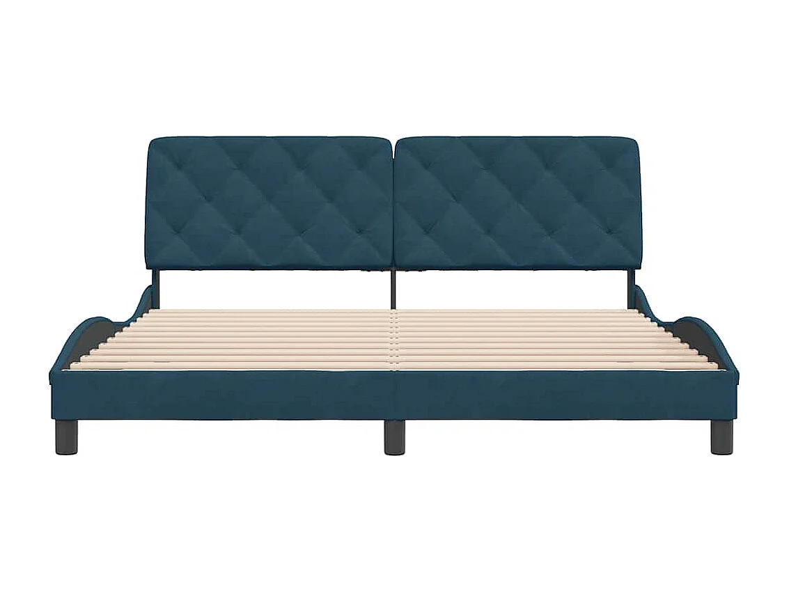 Cadre de lit sans matelas bleu 180x200 cm velours