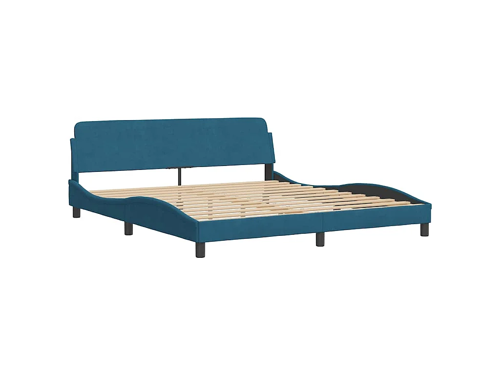 Estrutura de cama sem colchão 180x200 cm veludo azul