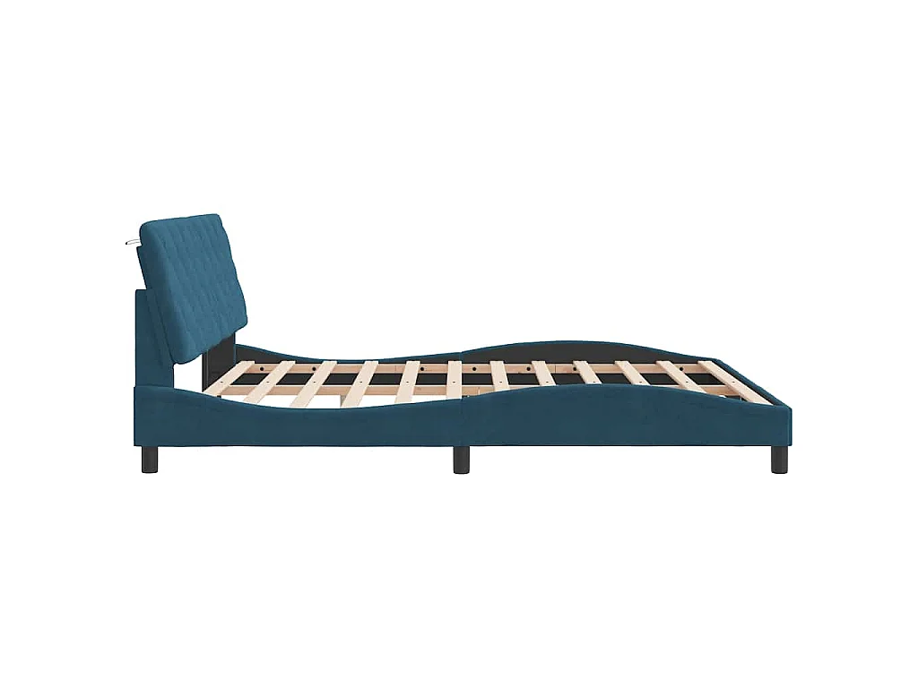 Estrutura de cama sem colchão 180x200 cm veludo azul