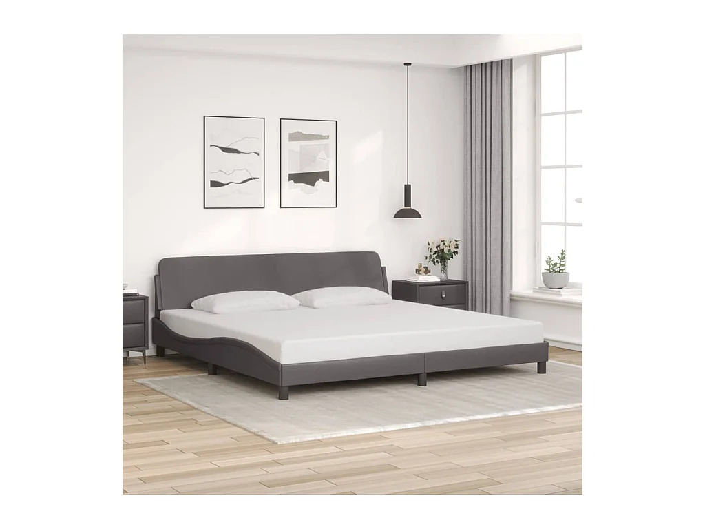 Cadre de lit sans matelas gris 200x200 cm similicuir