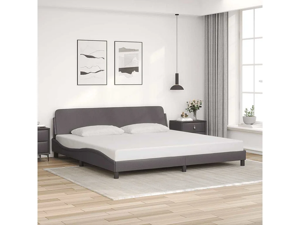 Bedframe "Dover" kunstleer grijs 200x200 cm