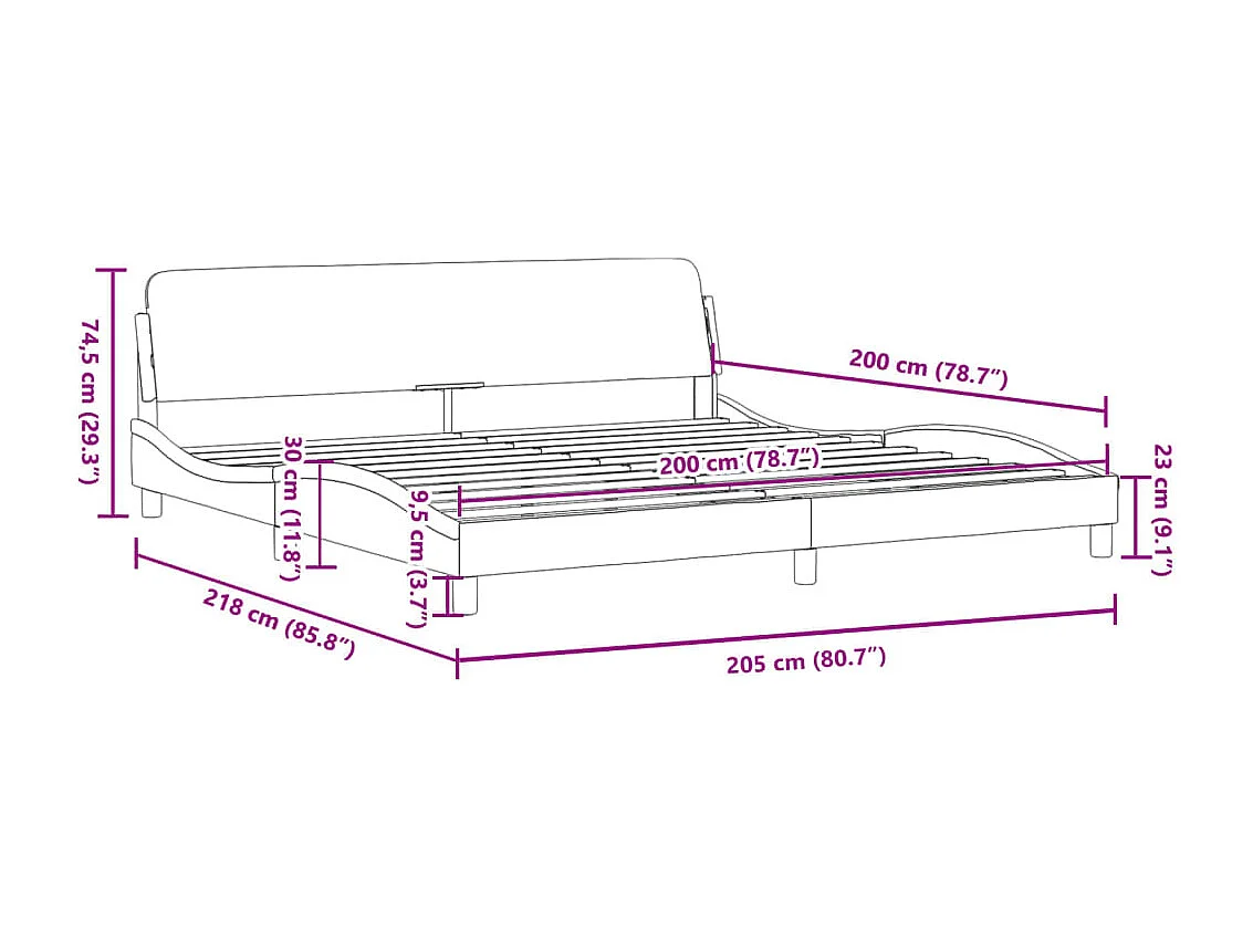 Bedframe "Dover" kunstleer grijs 200x200 cm