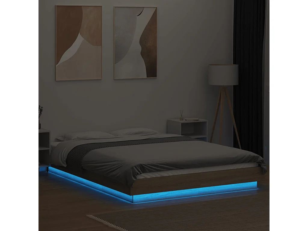 Bettgestell mit LED Sonoma-Eiche 120x190 cm Holzwerkstoff