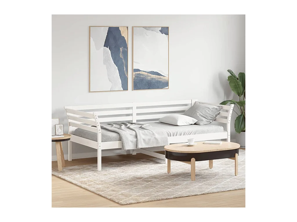 Lit de jour sans matelas blanc 90x200 cm bois de pin massif