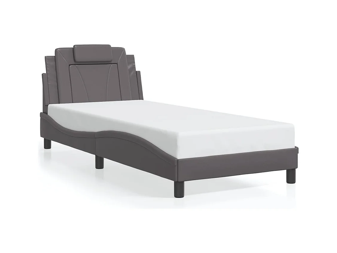 Cadre de lit sans matelas gris 80x200 cm similicuir
