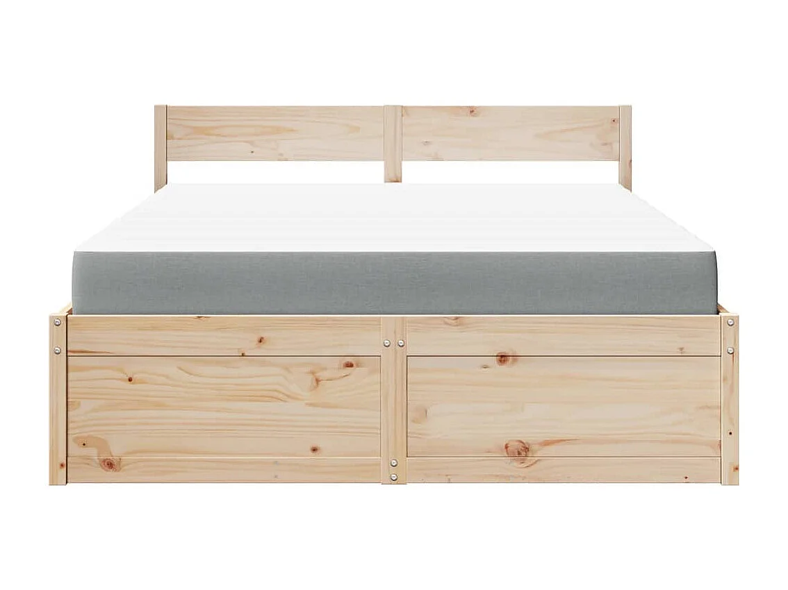 Letto con Cassetti e Materasso 140x200 cm Legno Massello Pino