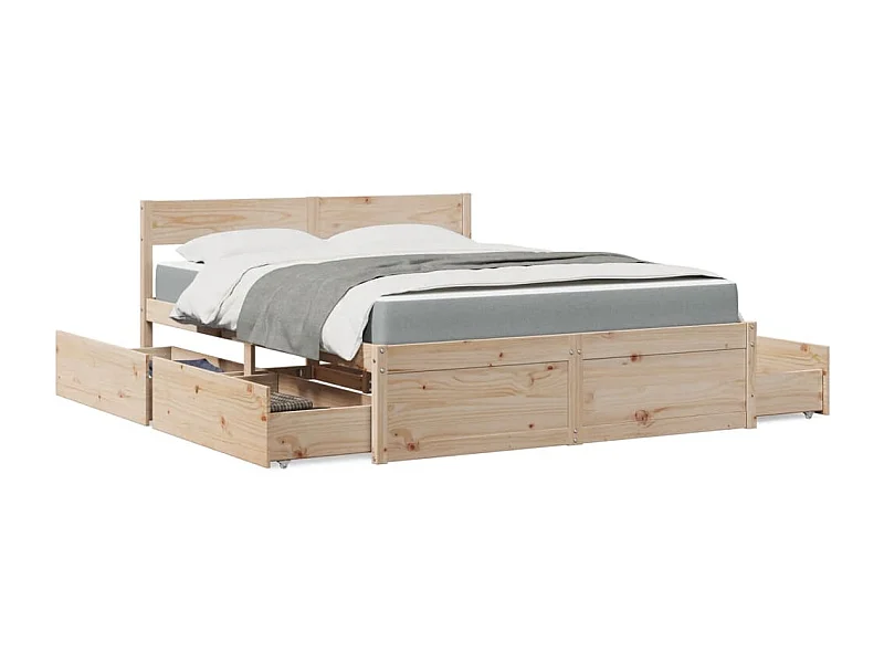 Bed met lades en matras massief grenenhout 140x200 cm