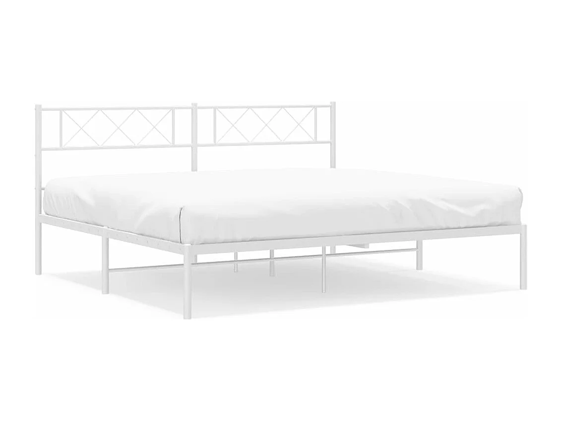 Bedframe met hoofdbord metaal wit 180x200 cm