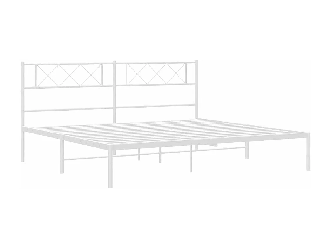 Bedframe met hoofdbord metaal wit 180x200 cm