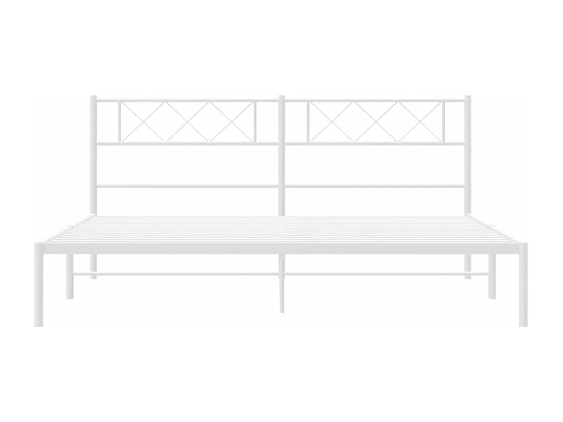 Bedframe met hoofdbord metaal wit 180x200 cm