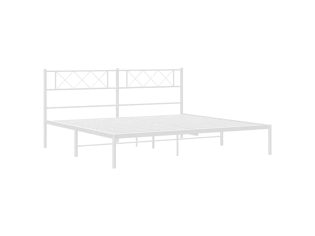Cadre de lit métal sans matelas et tête de lit blanc 180x200 cm