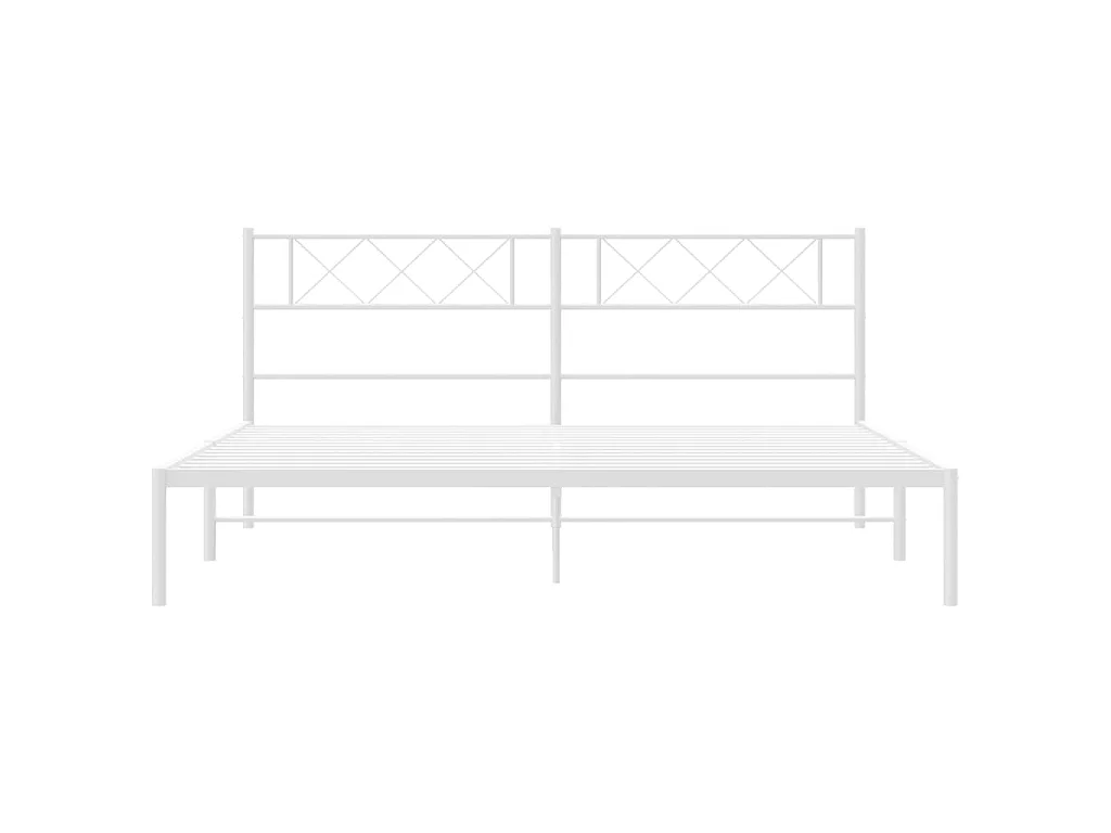 Cadre de lit métal sans matelas et tête de lit blanc 180x200 cm