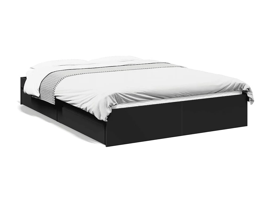 Bettgestell mit Schubladen Schwarz 140x190 cm Holzwerkstoff