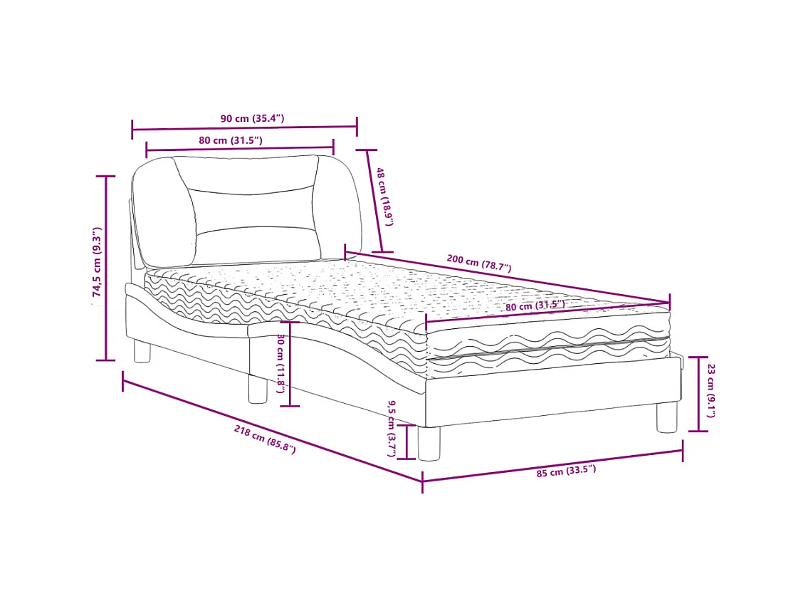 Lit avec matelas cappuccino 80x200 cm similicuir