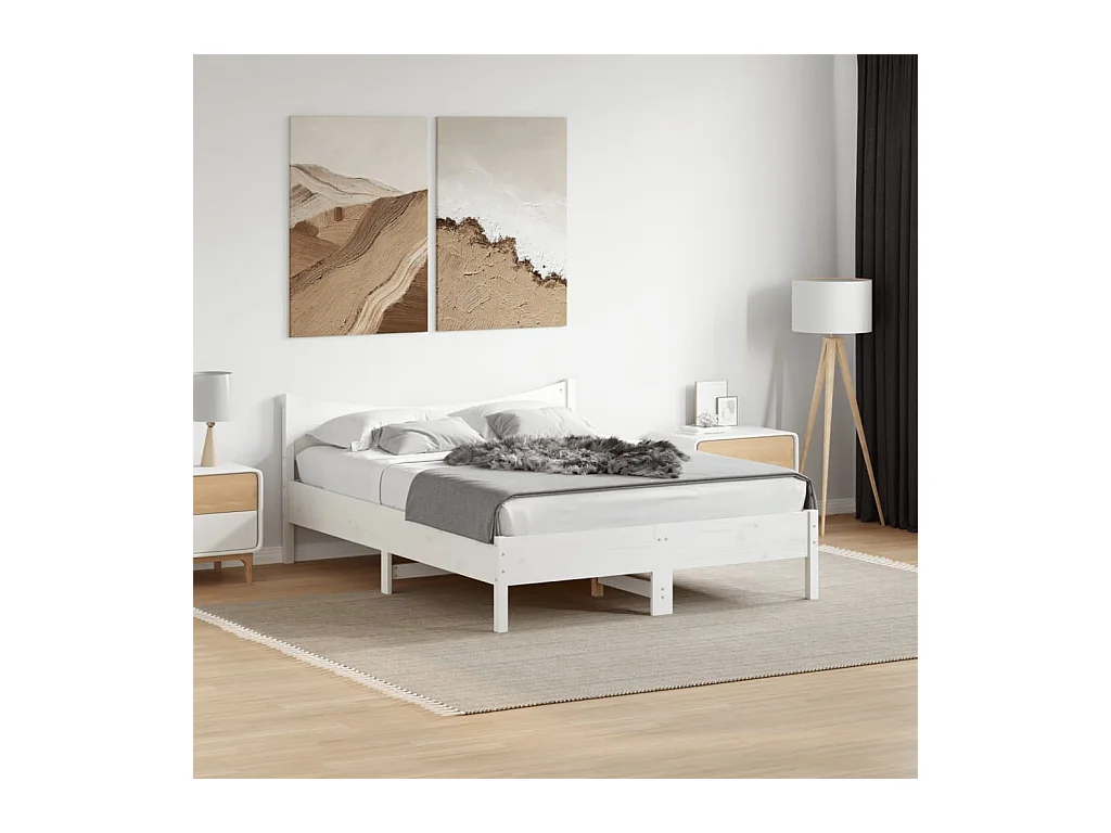 Massivholzbett ohne Matratze Weiß 120x190 cm Kiefernholz