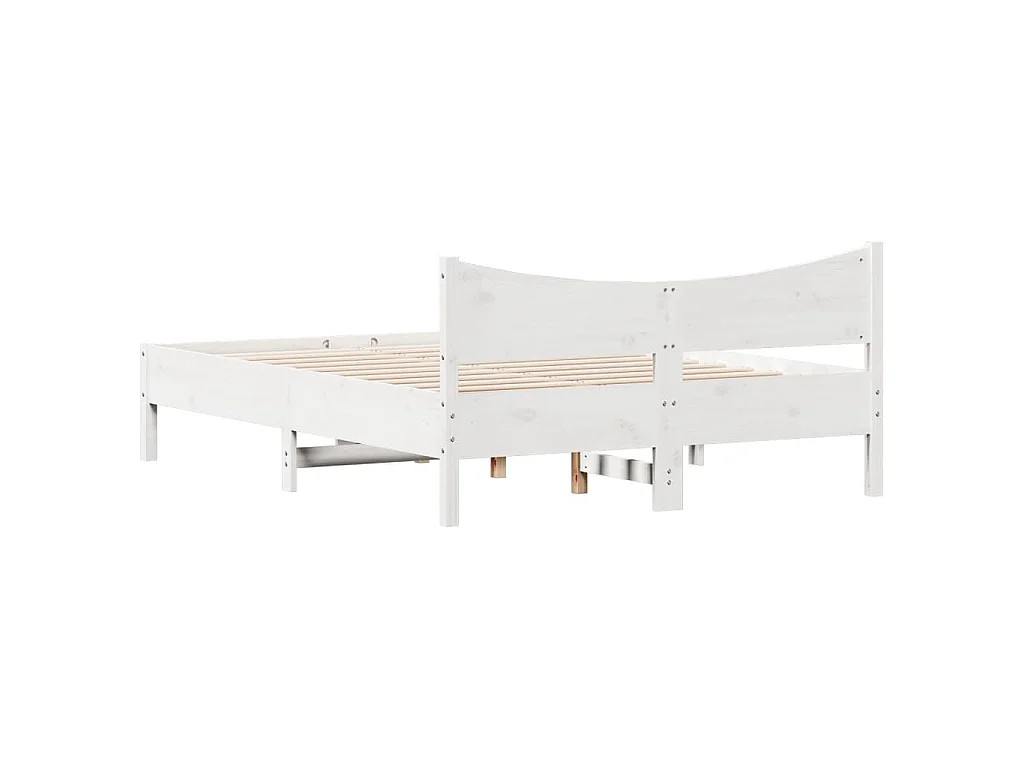 Bedframe zonder matras massief grenenhout wit 120x190 cm