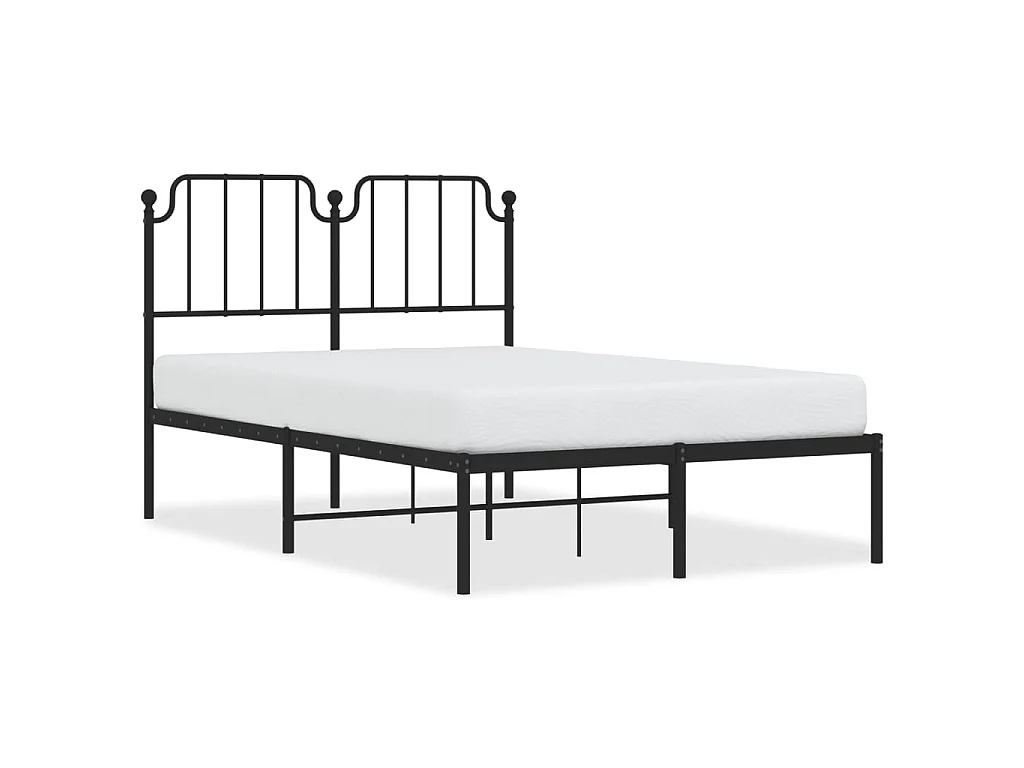 Bedframe met hoofdbord metaal zwart 120x200 cm