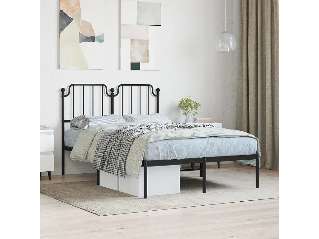 Bedframe met hoofdbord metaal zwart 120x200 cm