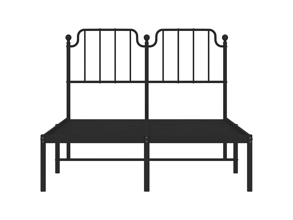 Cadre de lit métal sans matelas avec tête de lit noir 120x200cm