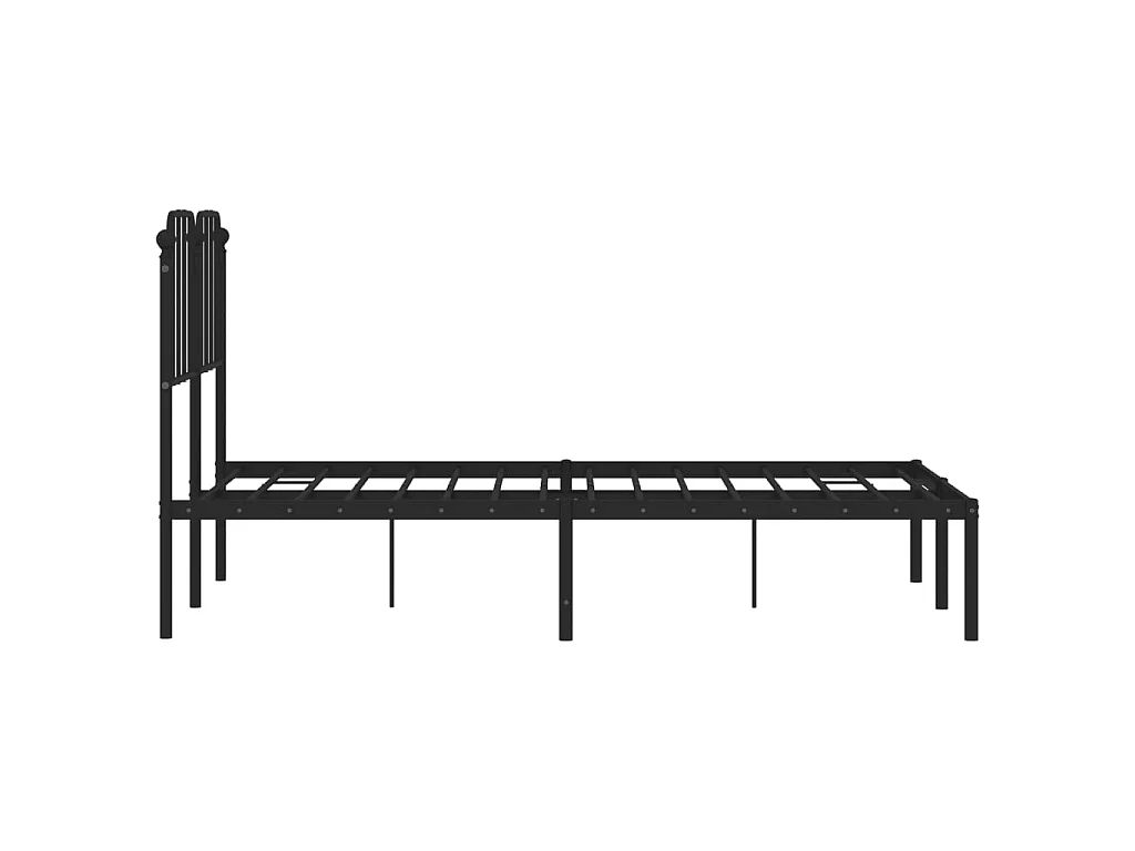 Cadre de lit métal sans matelas avec tête de lit noir 120x200cm