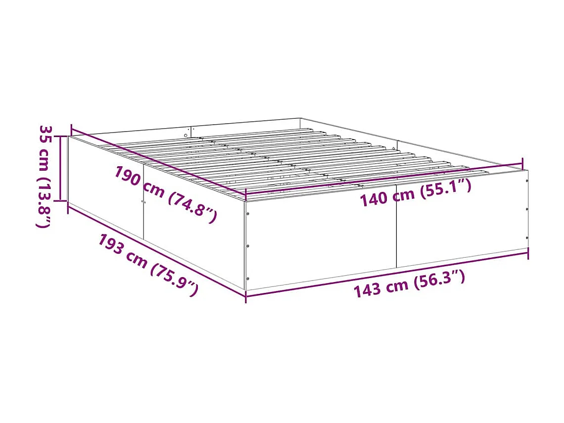Cadre de lit sans matelas noir 140x190 cm