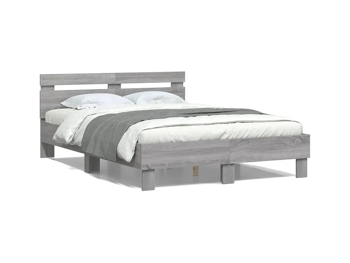 Cadre de lit avec LED sans matelas sonoma gris 120x190 cm