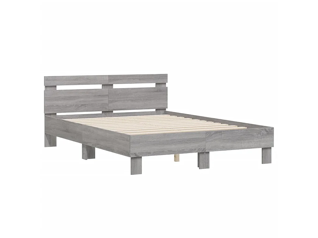 Bedframe met hoofdeinde en LED grijs sonoma eiken 120x190 cm