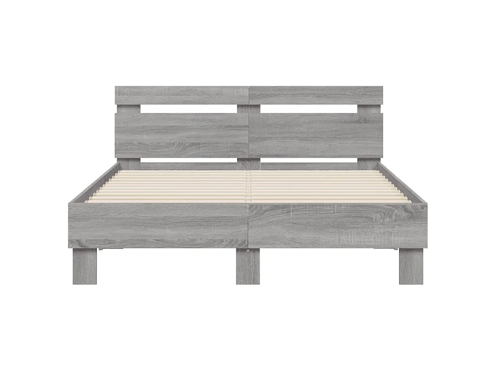 Bedframe met hoofdeinde en LED grijs sonoma eiken 120x190 cm