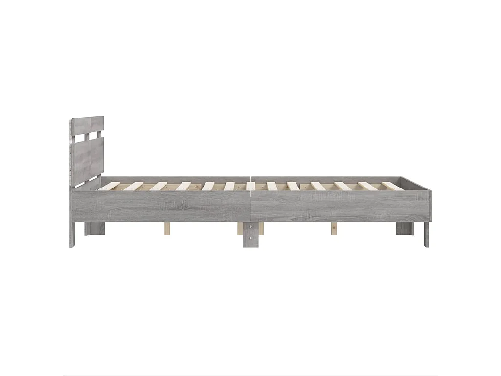 Bedframe met hoofdeinde en LED grijs sonoma eiken 120x190 cm