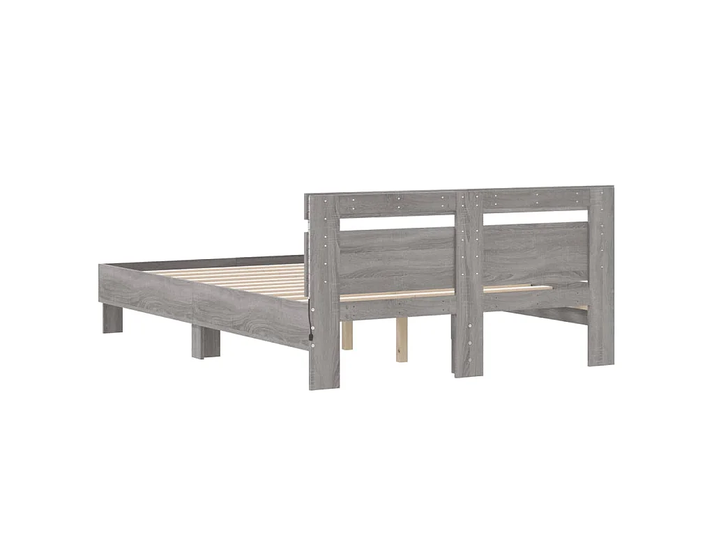 Bedframe met hoofdeinde en LED grijs sonoma eiken 120x190 cm