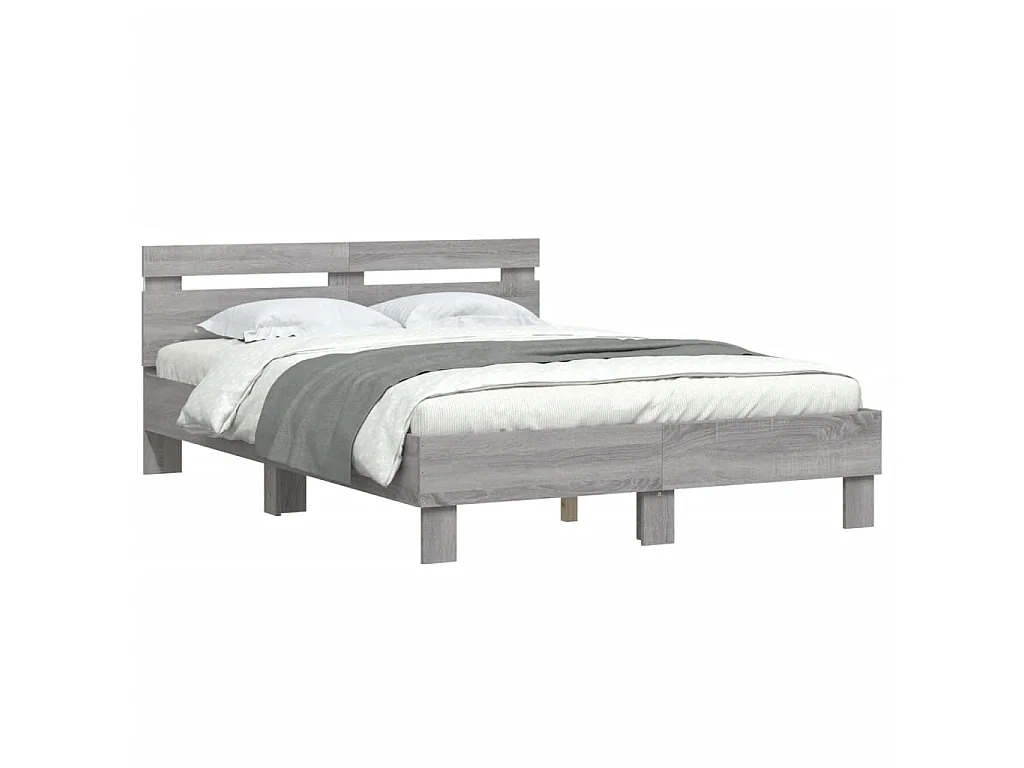 Cadre de lit avec LED sans matelas sonoma gris 120x190 cm