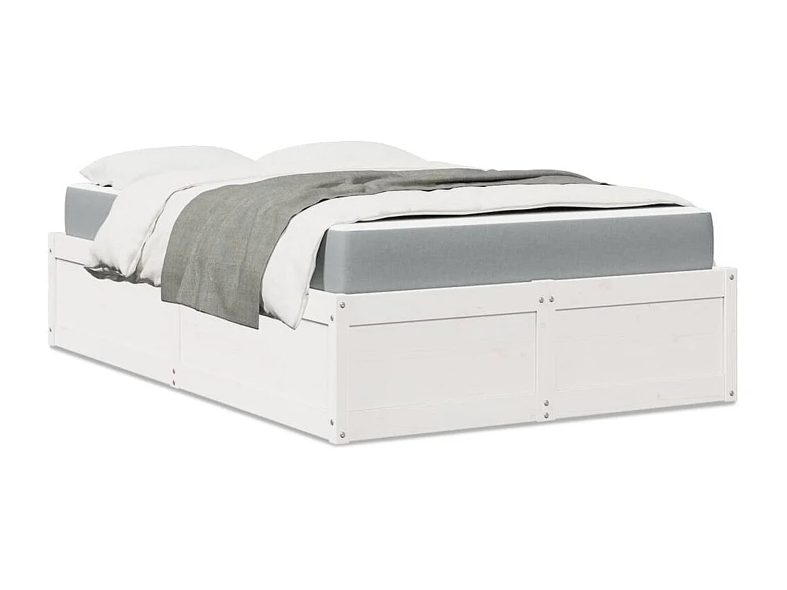Bed met matras massief grenenhout wit 120x190 cm