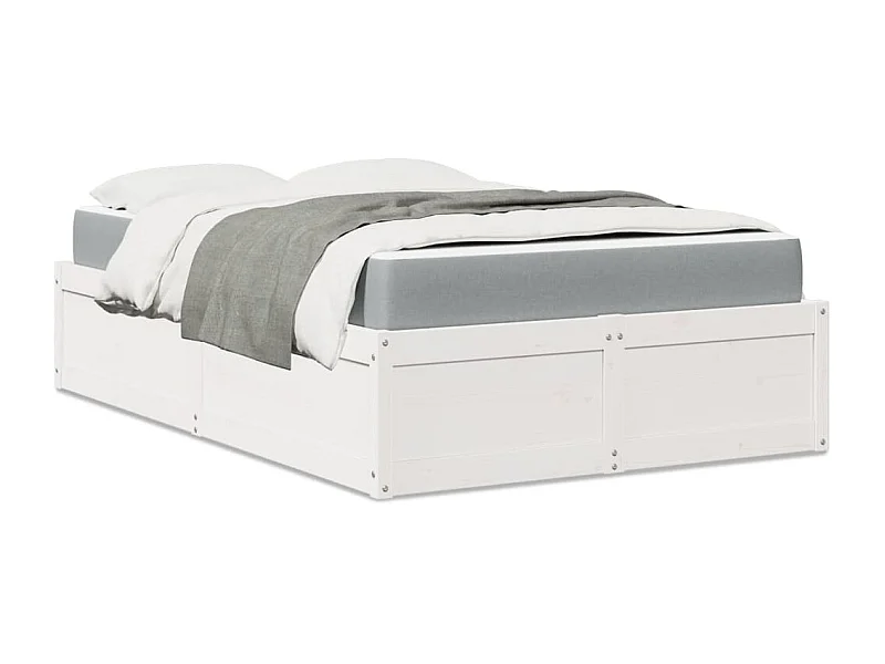 Lit avec matelas blanc 120x190 cm bois massif de pin