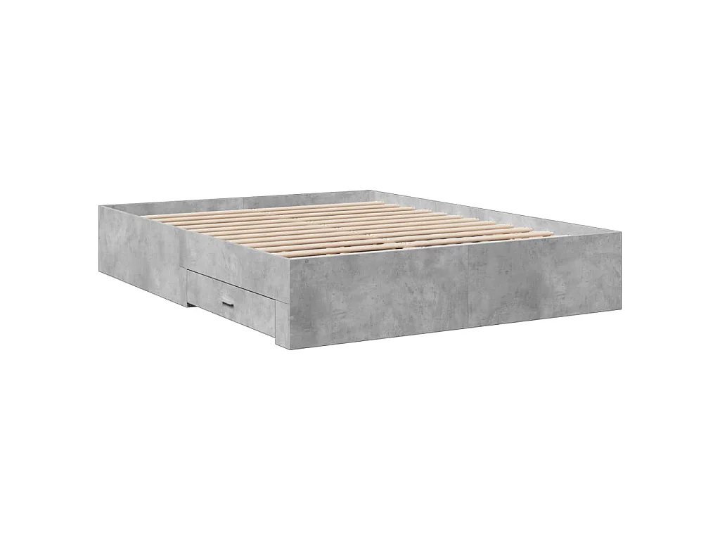 Bettgestell mit Schubladen Betongrau 160x200 cm Holzwerkstoff