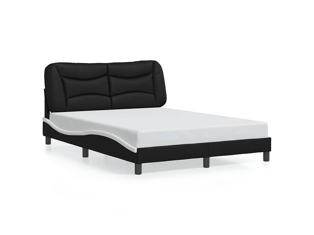Cadre de lit avec LED sans matelas Hvar noir et blanc 120x200 cm