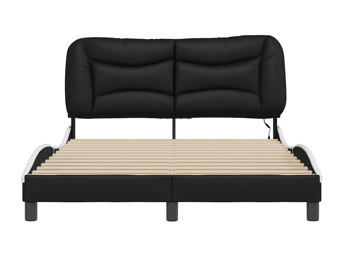 Cadre de lit avec LED sans matelas Hvar noir et blanc 120x200 cm