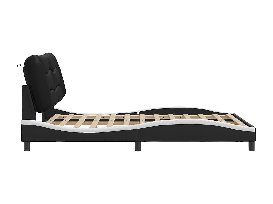 Cadre de lit avec LED sans matelas Hvar noir et blanc 120x200 cm