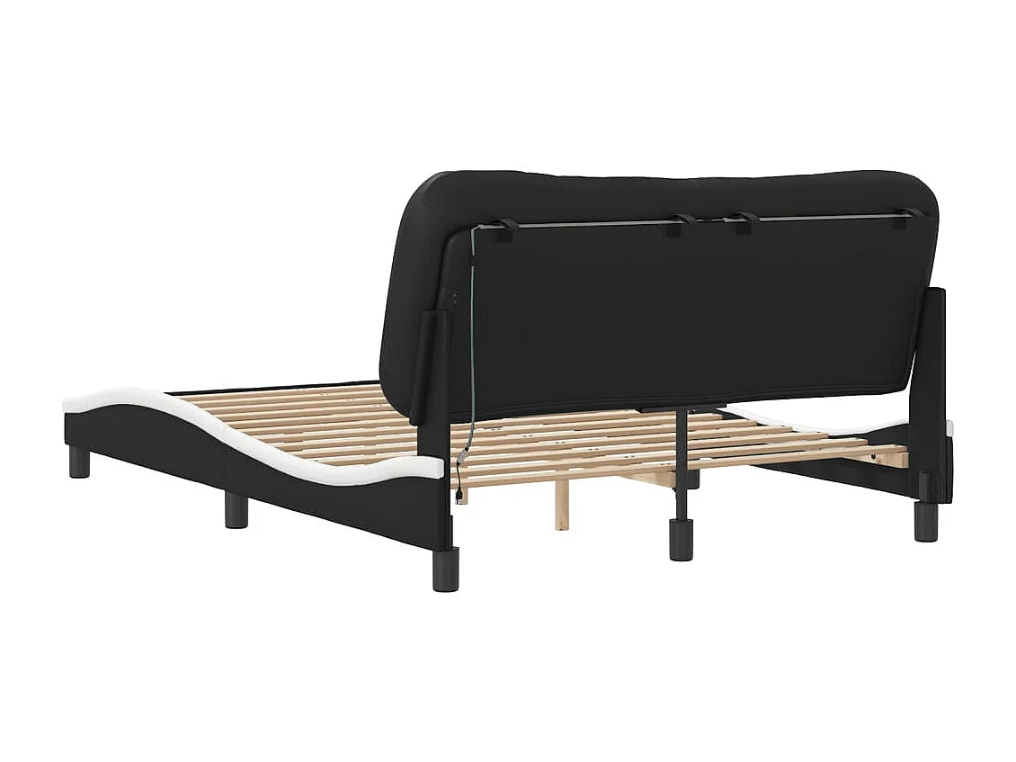 Cadre de lit avec LED sans matelas Hvar noir et blanc 120x200 cm
