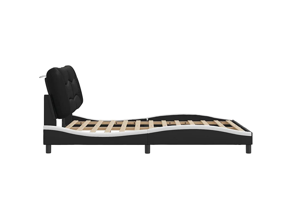 Bedframe met LED zonder matras "Hvar" zwart en wit 120x200 cm