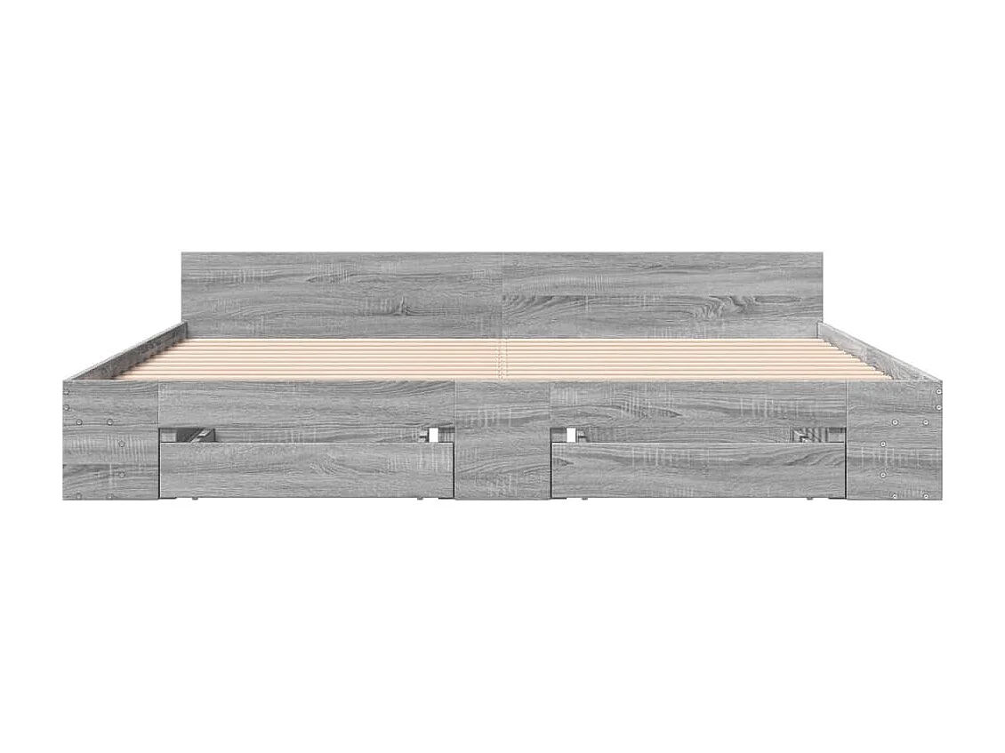 Estrutura de cama c/ gavetas derivados madeira cinza sonoma