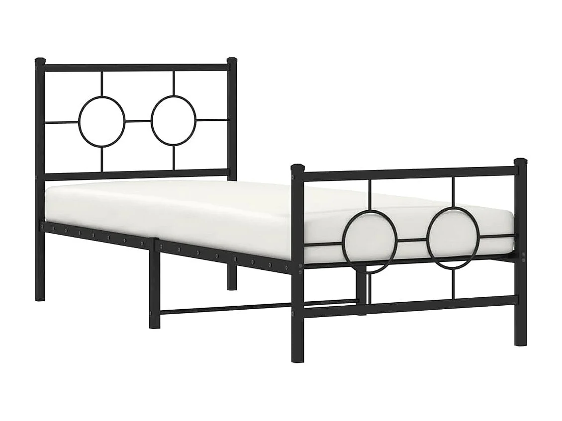Cadre de lit métal sans matelas avec pied de lit noir 80x200 cm