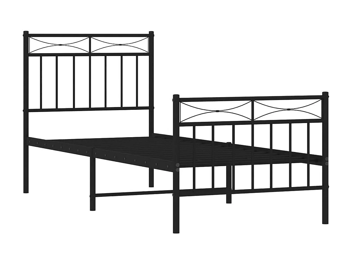 Giroletto con Testiera e Pediera Metallo Nero 80x200 cm