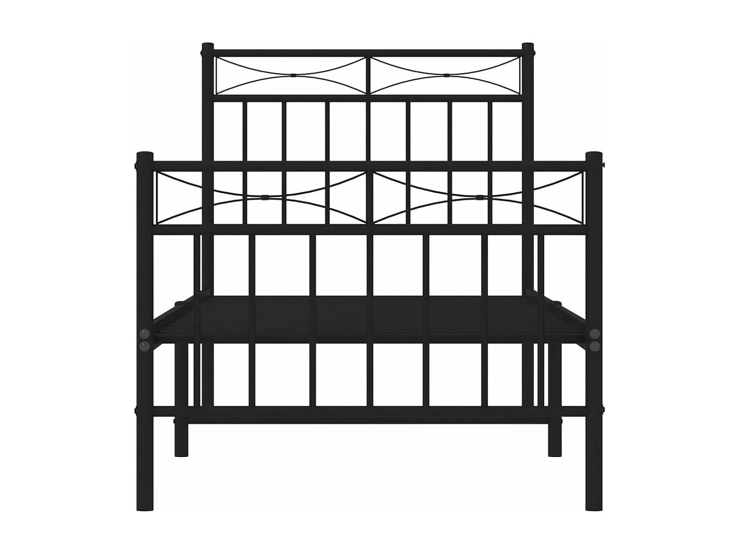 Giroletto con Testiera e Pediera Metallo Nero 80x200 cm